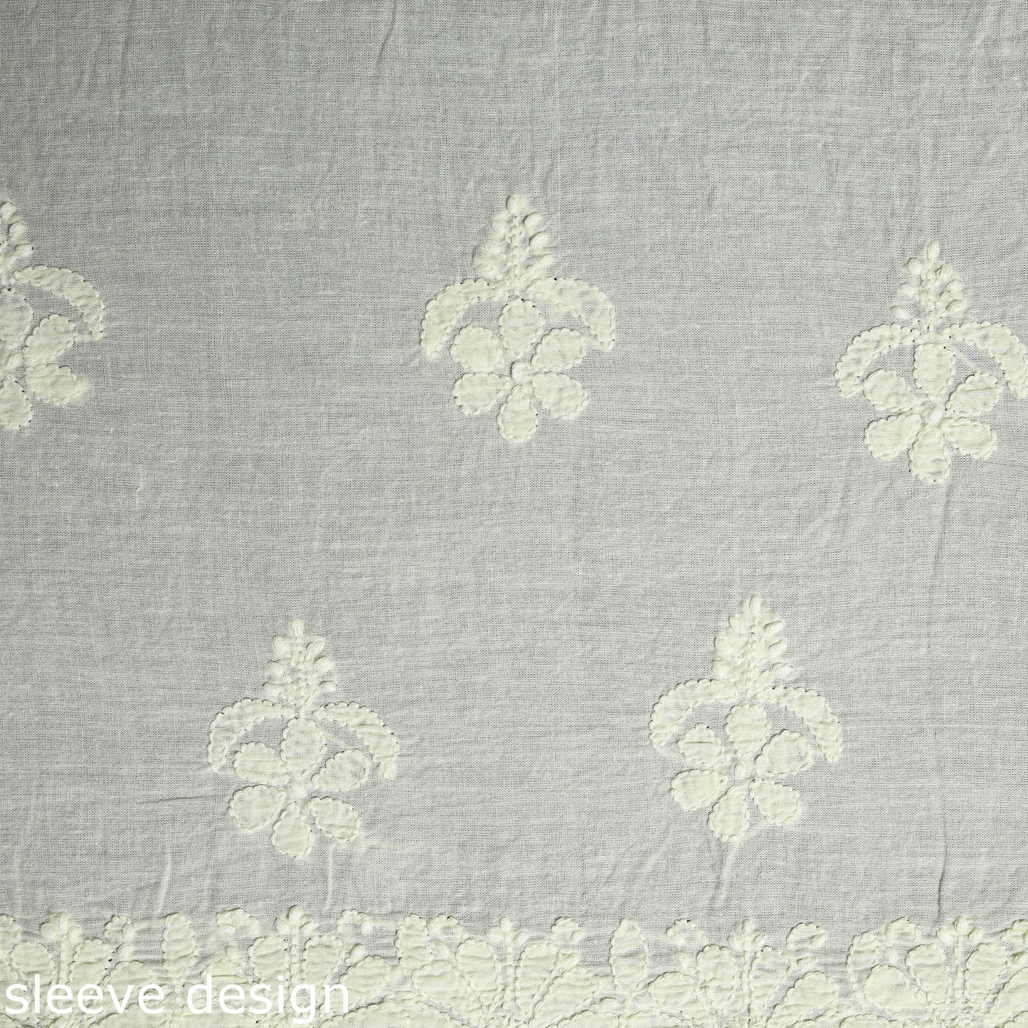 Yellow Hand Embroidery Mul Cotton Chikankari Kurta Material