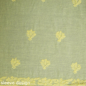 Yellow Hand Embroidery Mul Cotton Chikankari Kurta Material