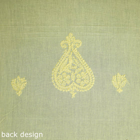 Yellow Hand Embroidery Mul Cotton Chikankari Kurta Material