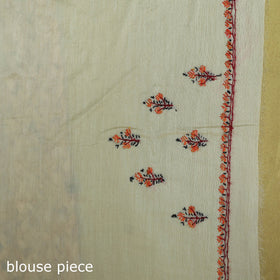 Yellow - hand embroidery pure chanderi silk printed kashida