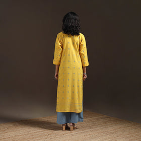 Hand embroidery straight cotton jacquard kurta for women 13