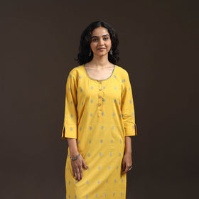 Hand embroidery straight cotton jacquard kurta for women 13