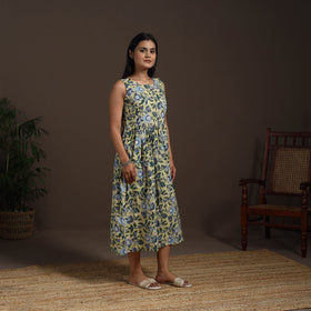 Yellow - hand flared sanganeri dress 11 - handcrafted