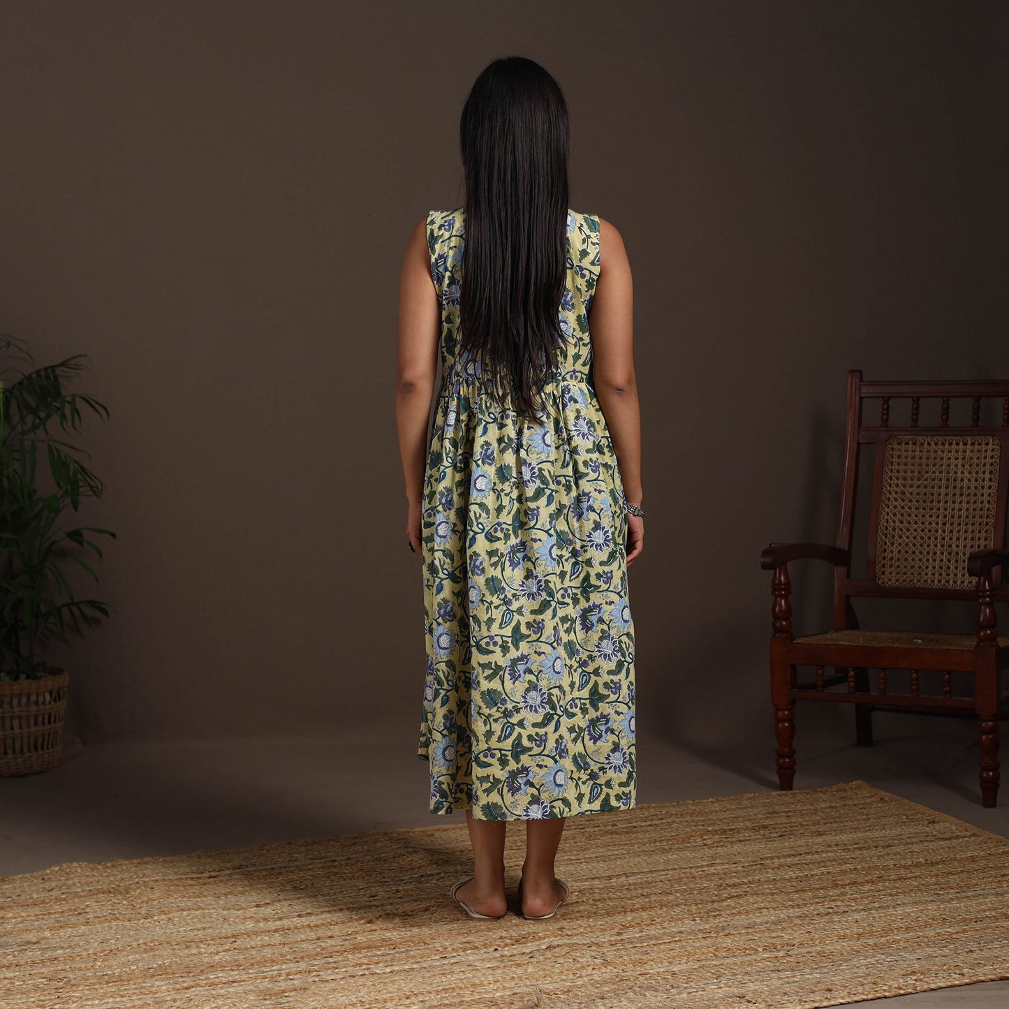 Yellow - hand flared sanganeri dress 11 - handcrafted