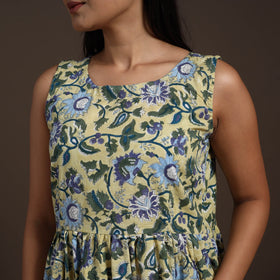 Yellow - hand flared sanganeri dress 11 - handcrafted