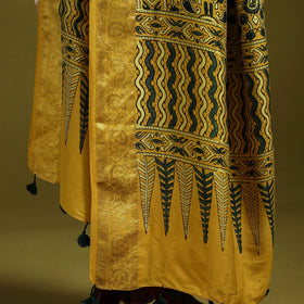 Hand natural dyed dola silk zari border dupatta