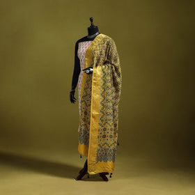 Hand natural dyed dola silk zari border dupatta