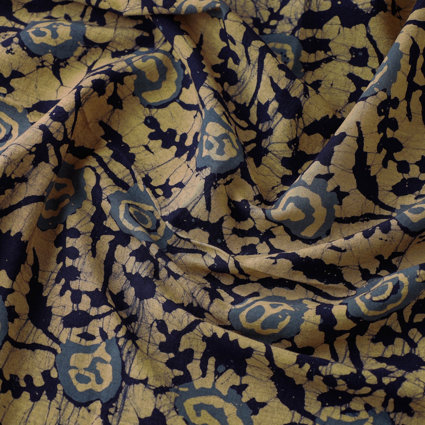  Yellow Hand Printed Cotton Batik Fabric