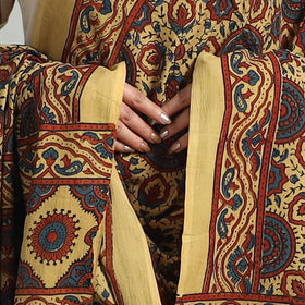 Yellow - hand printed cotton dupatta 06 - handcrafted