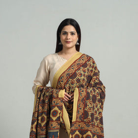 Yellow - hand printed cotton dupatta 06 - handcrafted