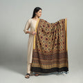 Yellow - hand printed cotton dupatta 08 - handcrafted