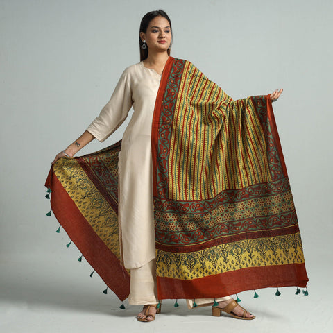 Buy Hand Block Printed Cotton Ajrakh Dupatta 