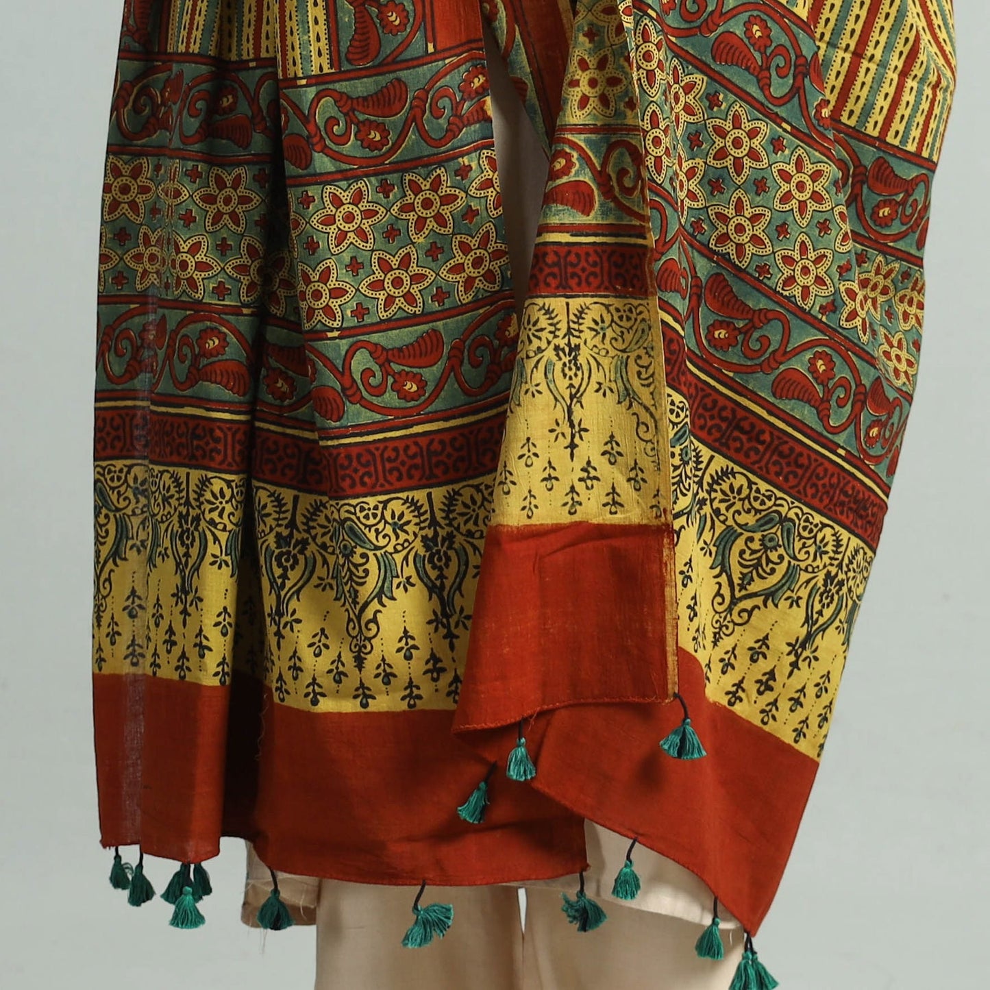 Buy Hand Block Printed Cotton Ajrakh Dupatta 