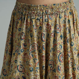 Yellow - hand printed cotton long kalamkari skirt 02