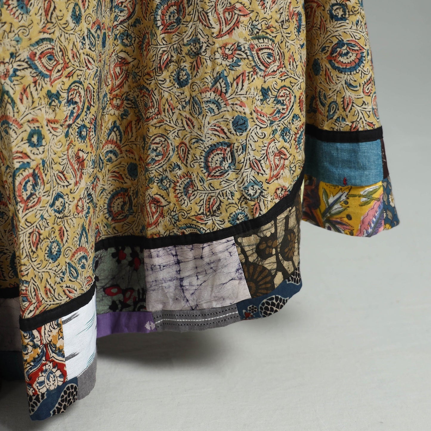 Yellow - hand printed cotton long kalamkari skirt 02