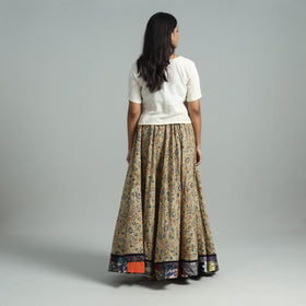 Yellow - hand printed cotton long kalamkari skirt 02