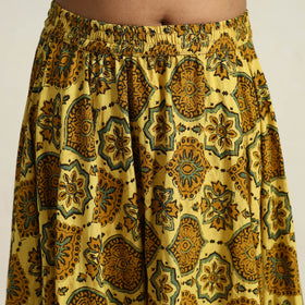 Yellow - hand printed cotton long skirt 14 - handcrafted