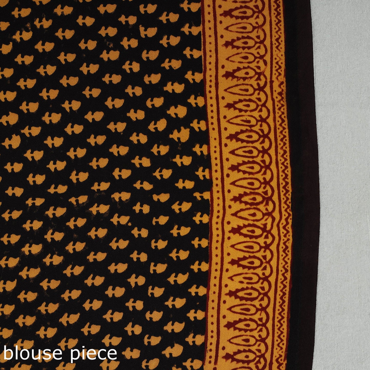 Yellow - hand printed natural dyed modal silk bagh saree 04