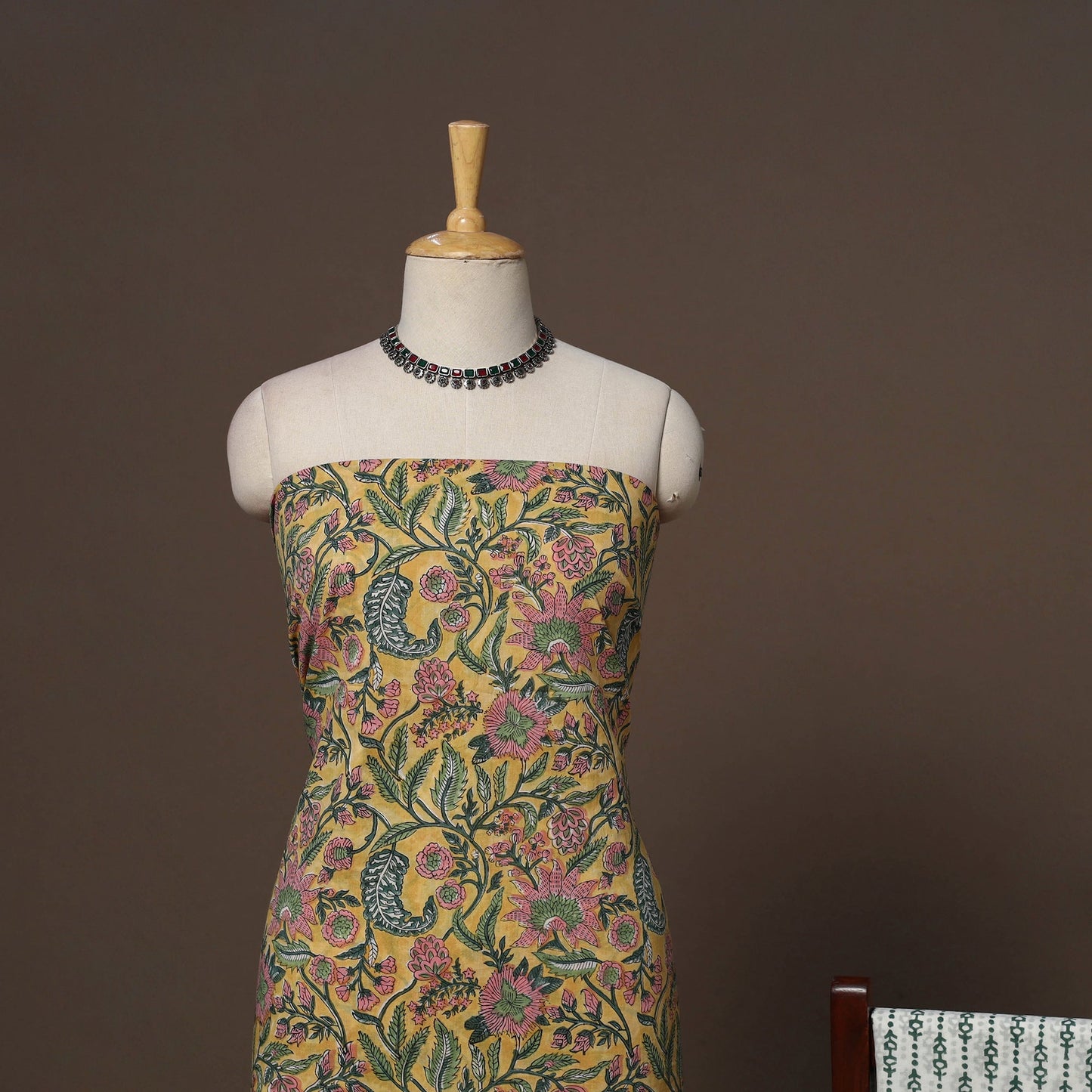 Hand sanganeri cotton 3pc unstitched dress material 22