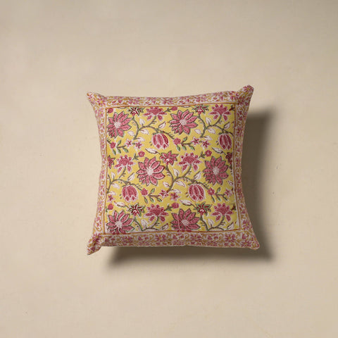 Hand sanganeri floral cushion cover 15 - handcrafted