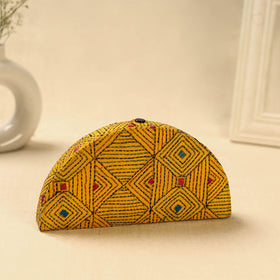 Yellow Handcrafted Bengal Kantha Work Jewelry Box