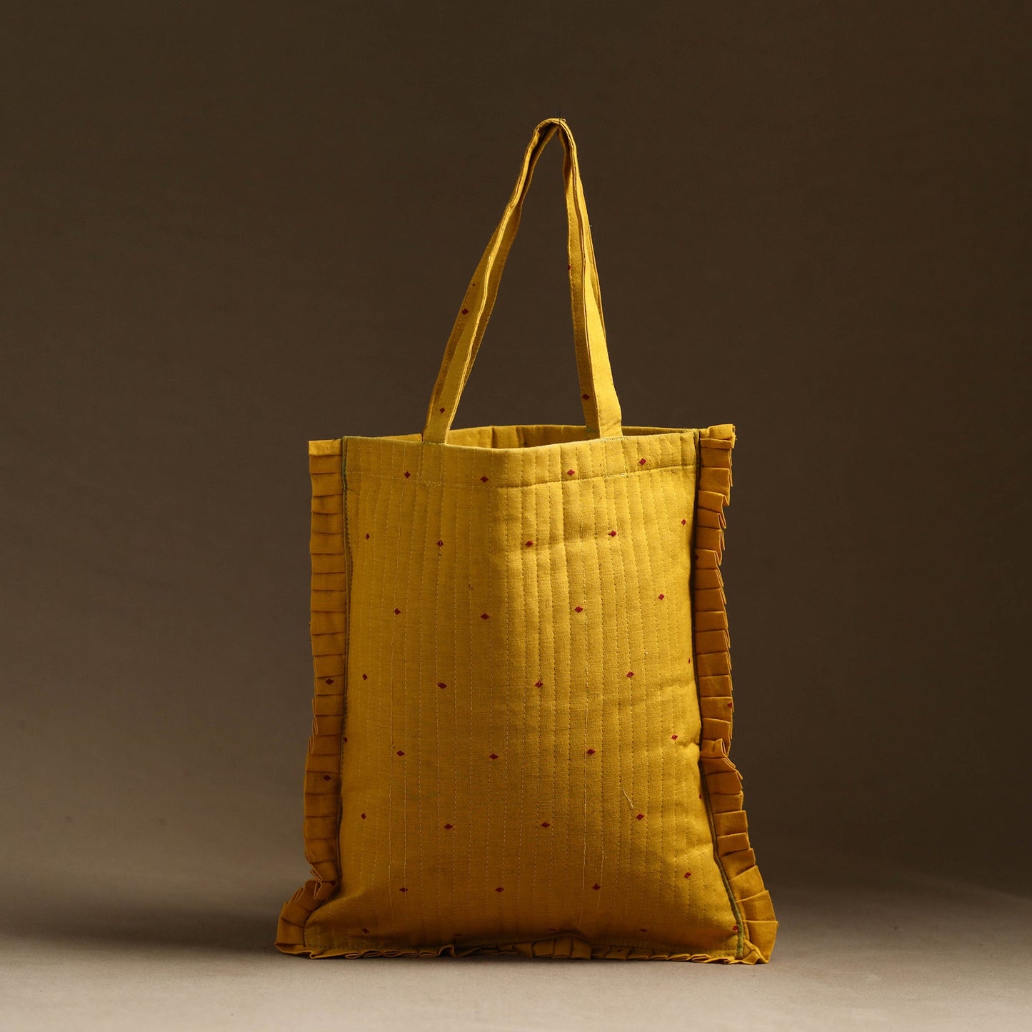Yellow - handcrafted cotton frill jhola bag 58