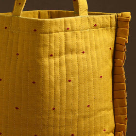 Yellow - handcrafted cotton frill jhola bag 58