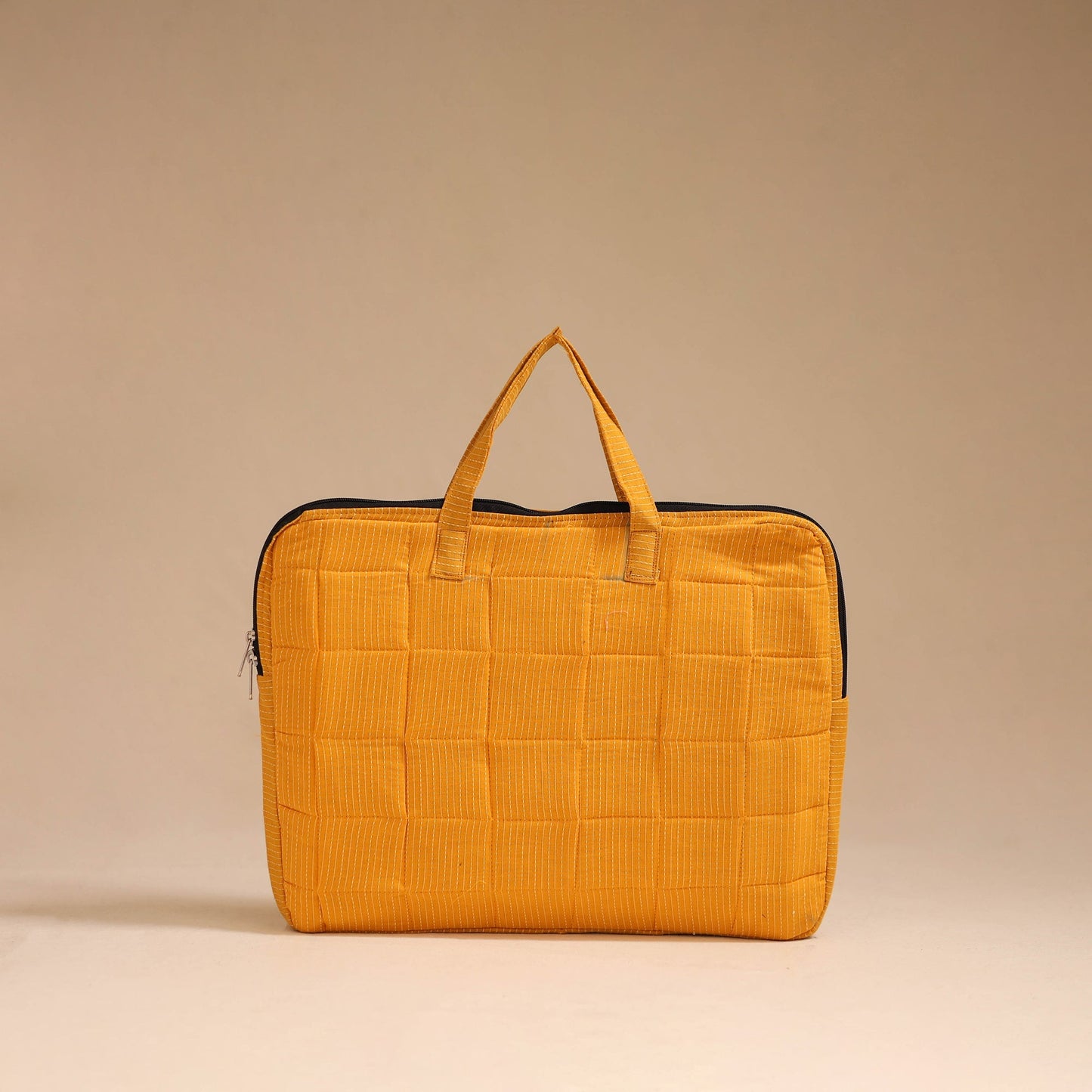 Orange - handcrafted cotton quilted laptop bag 11