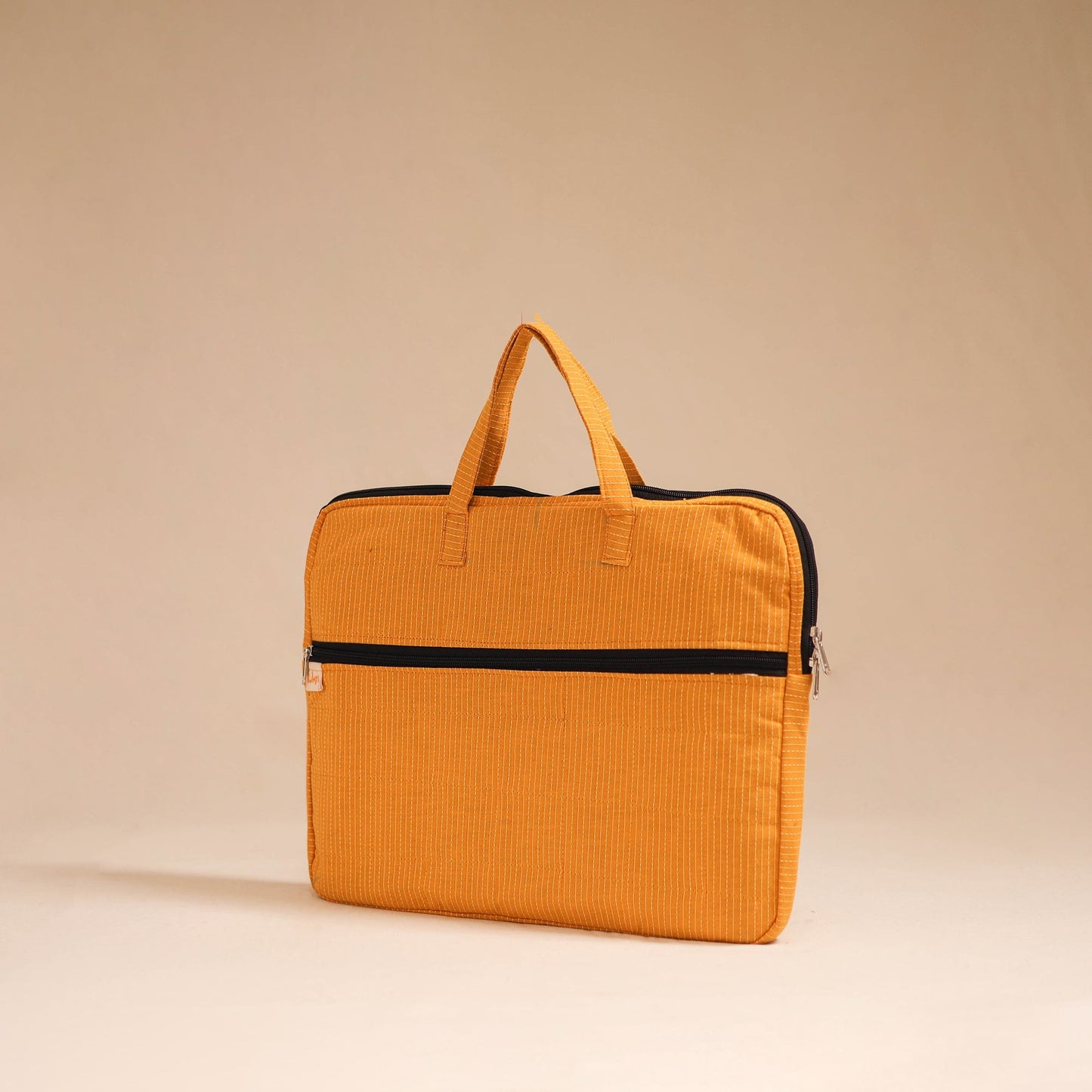 Orange - handcrafted cotton quilted laptop bag 11