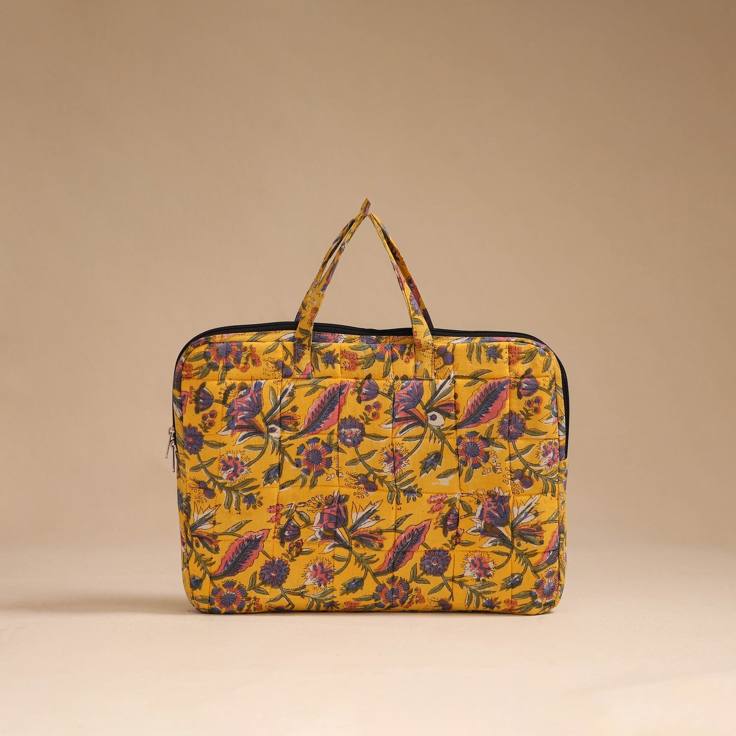 Yellow - handcrafted cotton quilted laptop bag 16