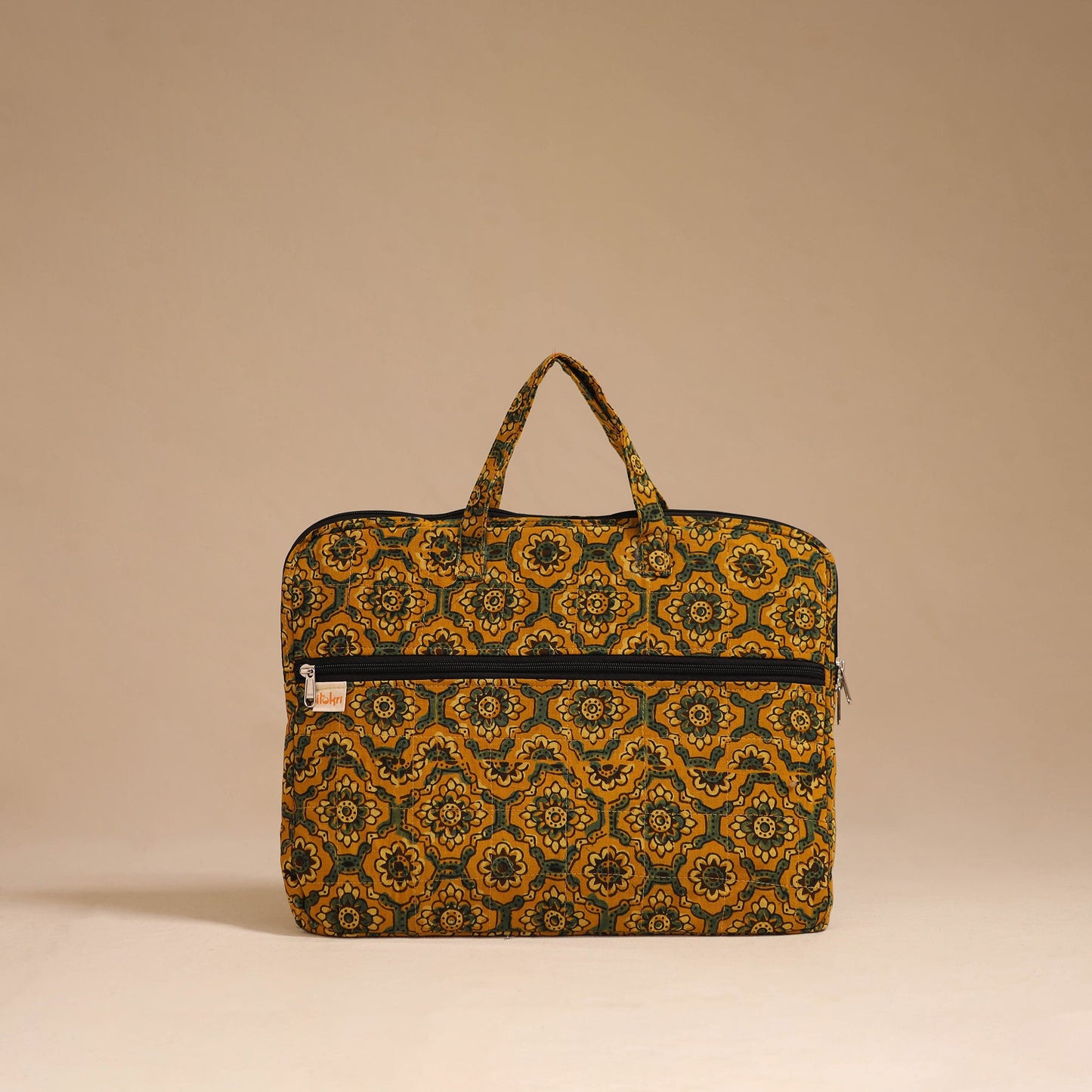 Yellow - handcrafted cotton quilted laptop bag 39