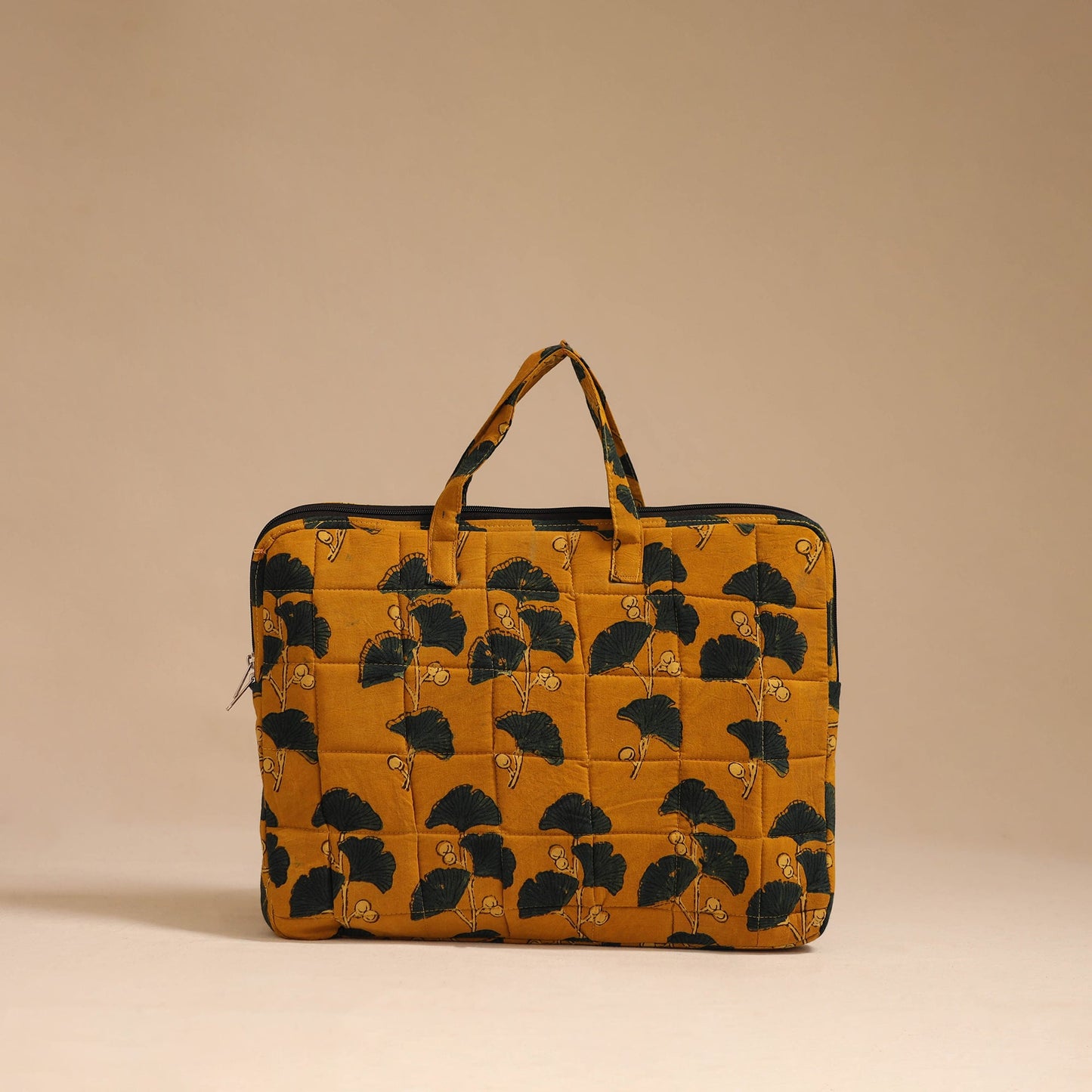 Yellow - handcrafted cotton quilted laptop bag 49