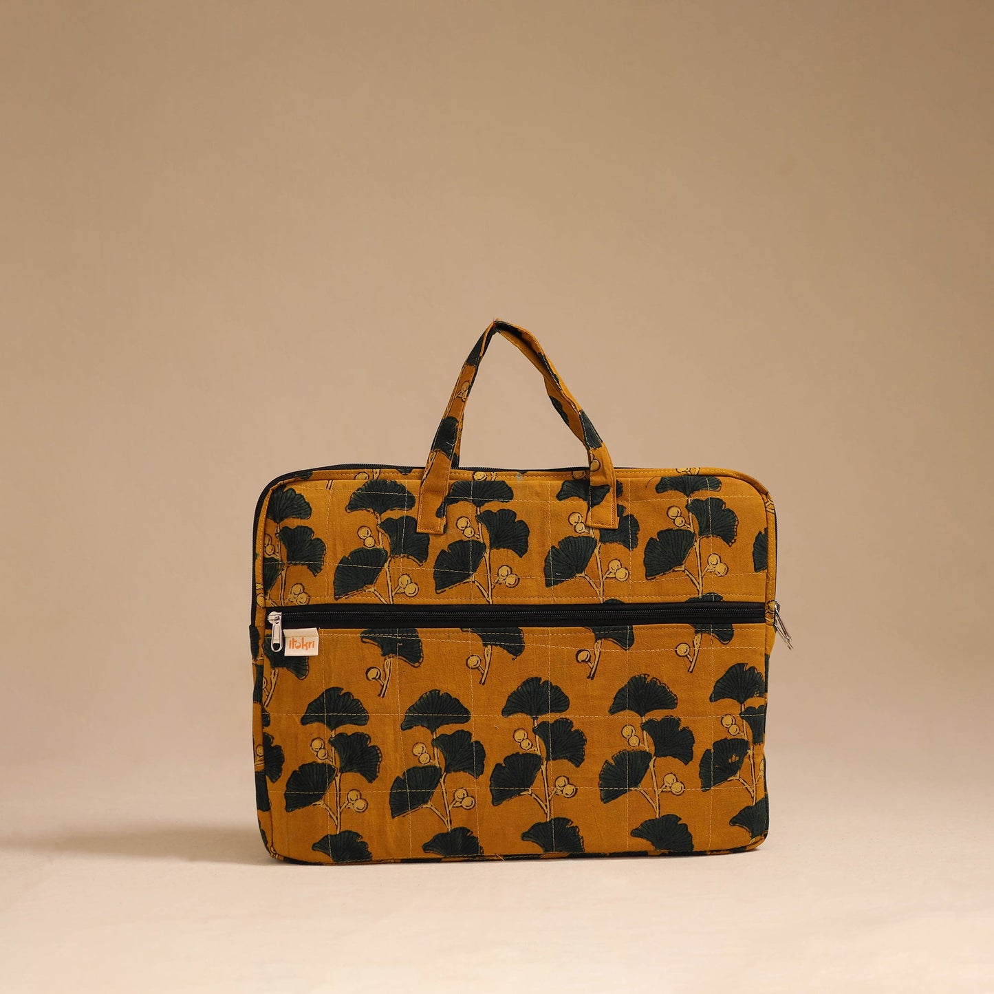 Yellow - handcrafted cotton quilted laptop bag 49