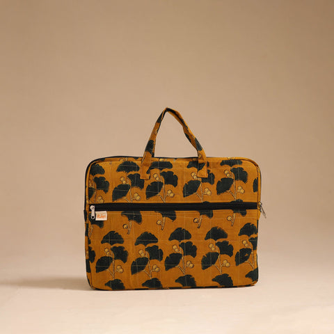 Yellow - handcrafted cotton quilted laptop bag 49