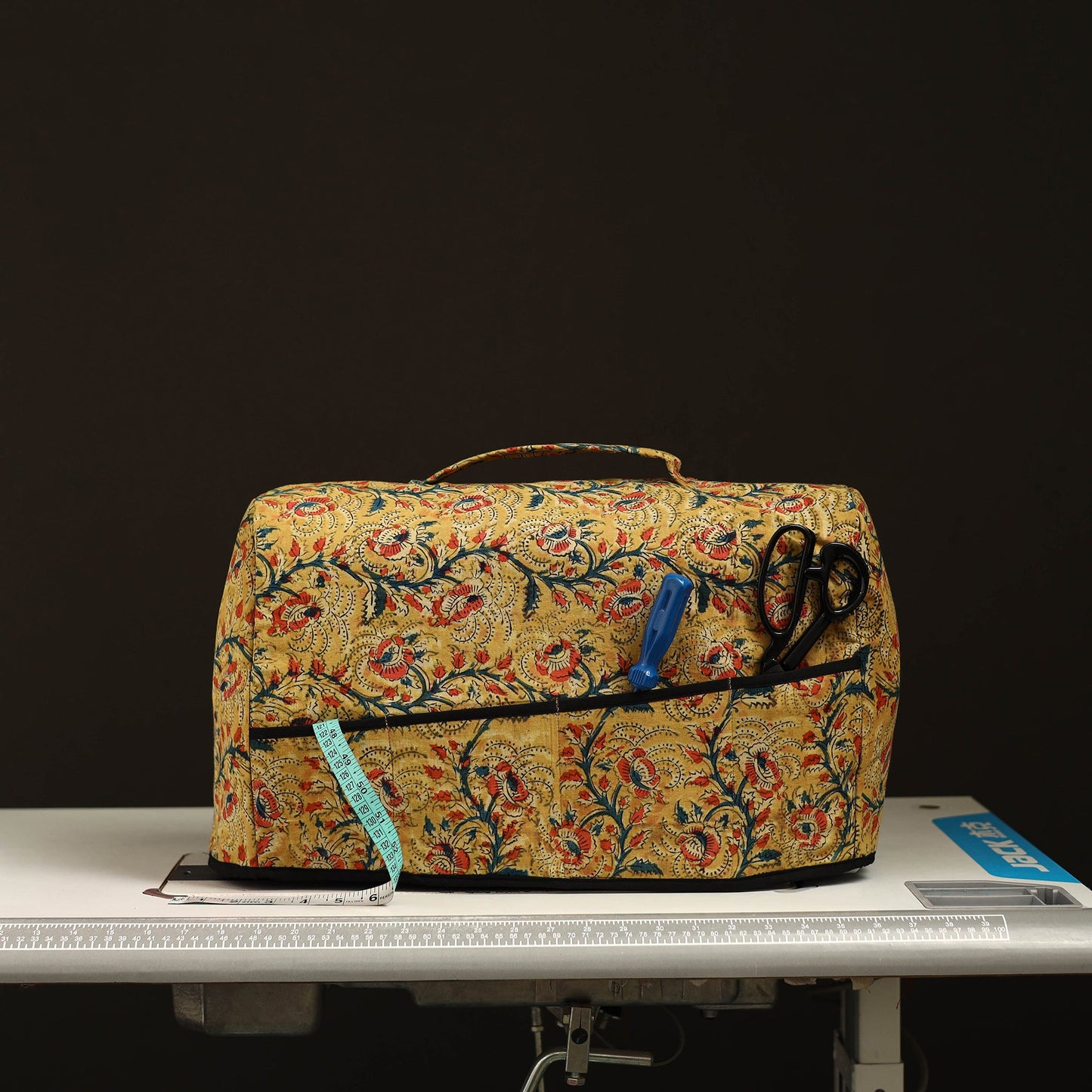 Yellow Handcrafted Cotton Sewing Machine Cover 