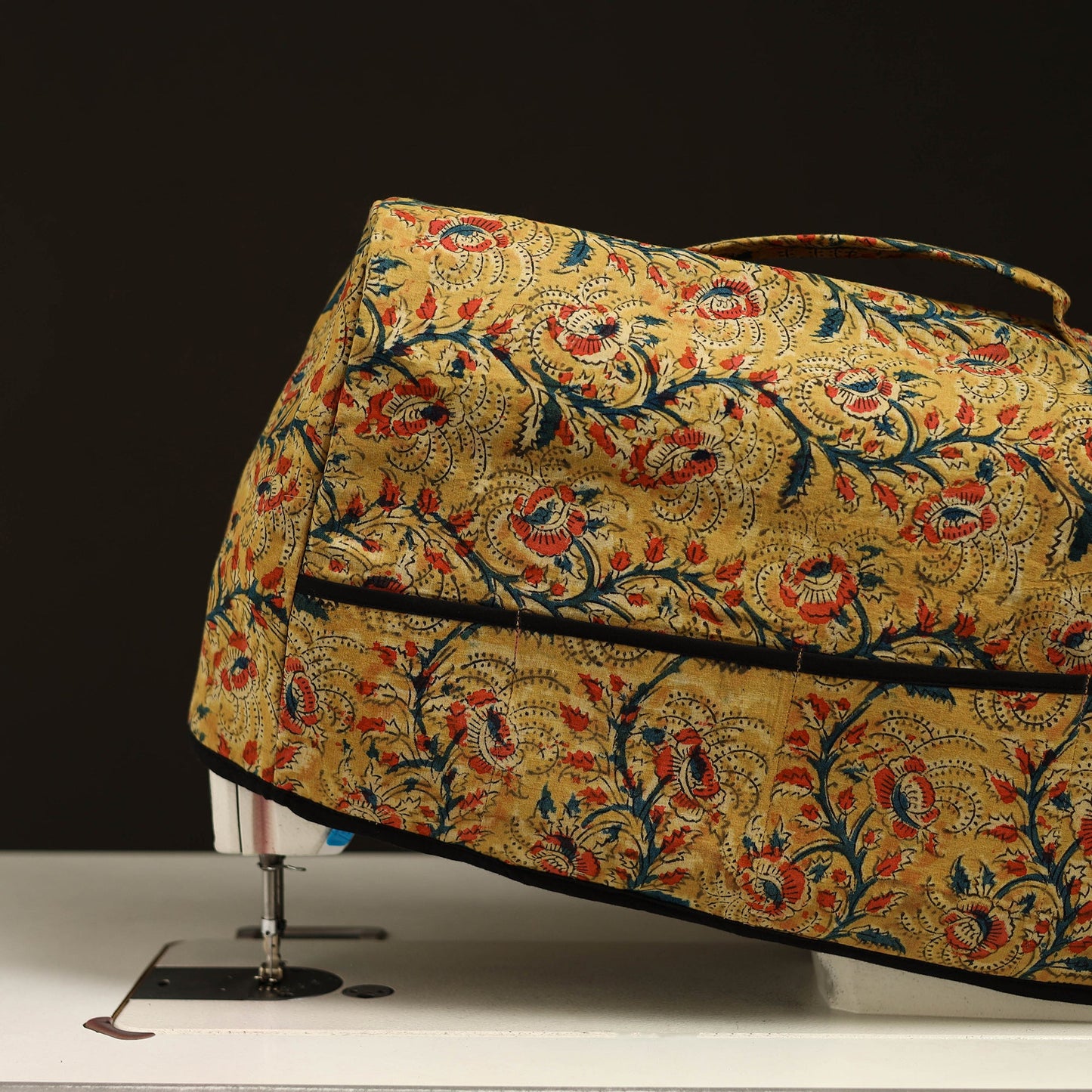 Yellow Handcrafted Cotton Sewing Machine Cover 