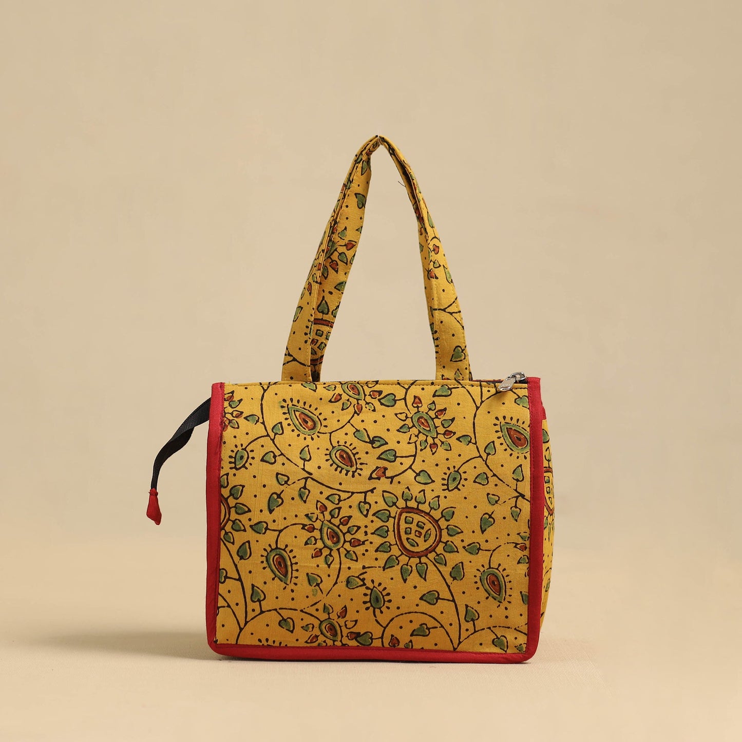 Yellow Handcrafted Cotton Small Hand Bag