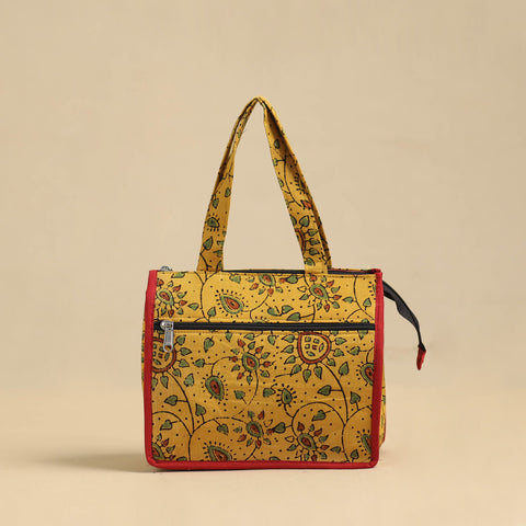 Yellow Handcrafted Cotton Small Hand Bag