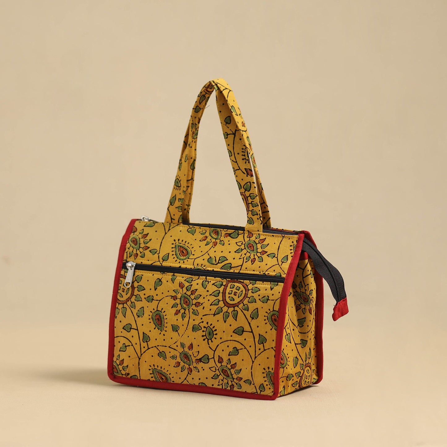 Yellow Handcrafted Cotton Small Hand Bag
