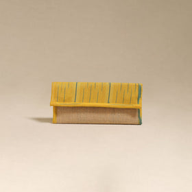 Yellow - handcrafted ikat fabric jute clutch / wallet