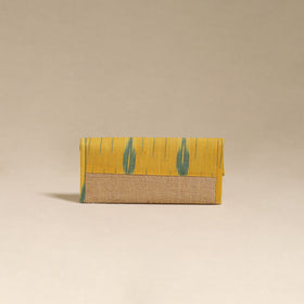 Yellow - handcrafted ikat fabric jute clutch / wallet