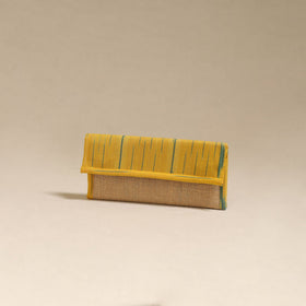 Yellow - handcrafted ikat fabric jute clutch / wallet
