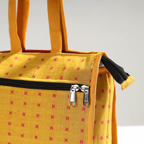 Yellow Handcrafted Jacquard Cotton Hand Bag