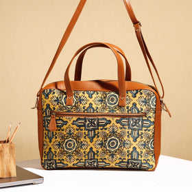  Handcrafted Ajrakh Block Printed Modal Silk Laptop Bag 