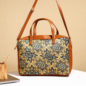  Handcrafted Ajrakh Block Printed Modal Silk Laptop Bag 