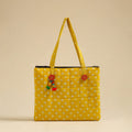  Yellow Handcrafted Quilted Cotton Hand Bag