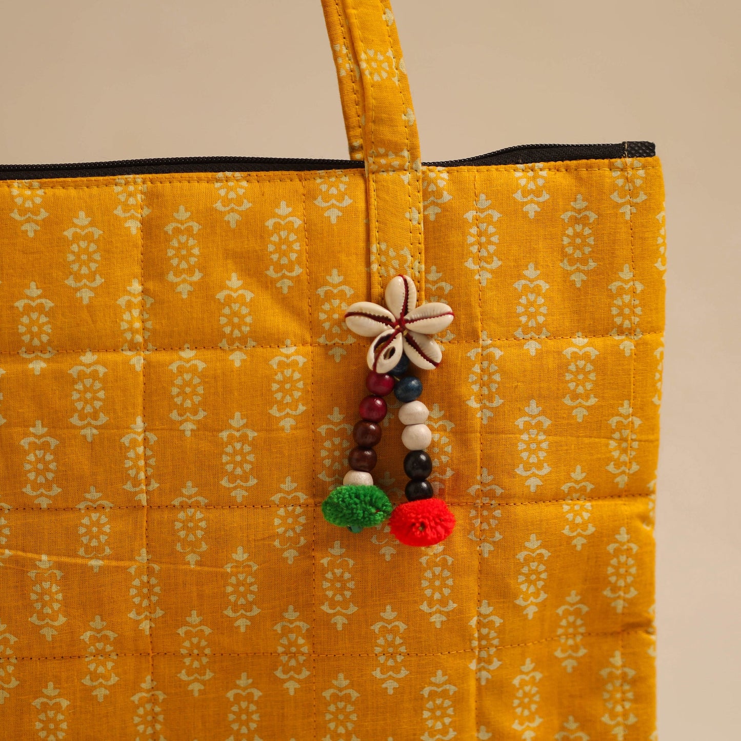 Yellow Handcrafted Quilted Cotton Hand Bag