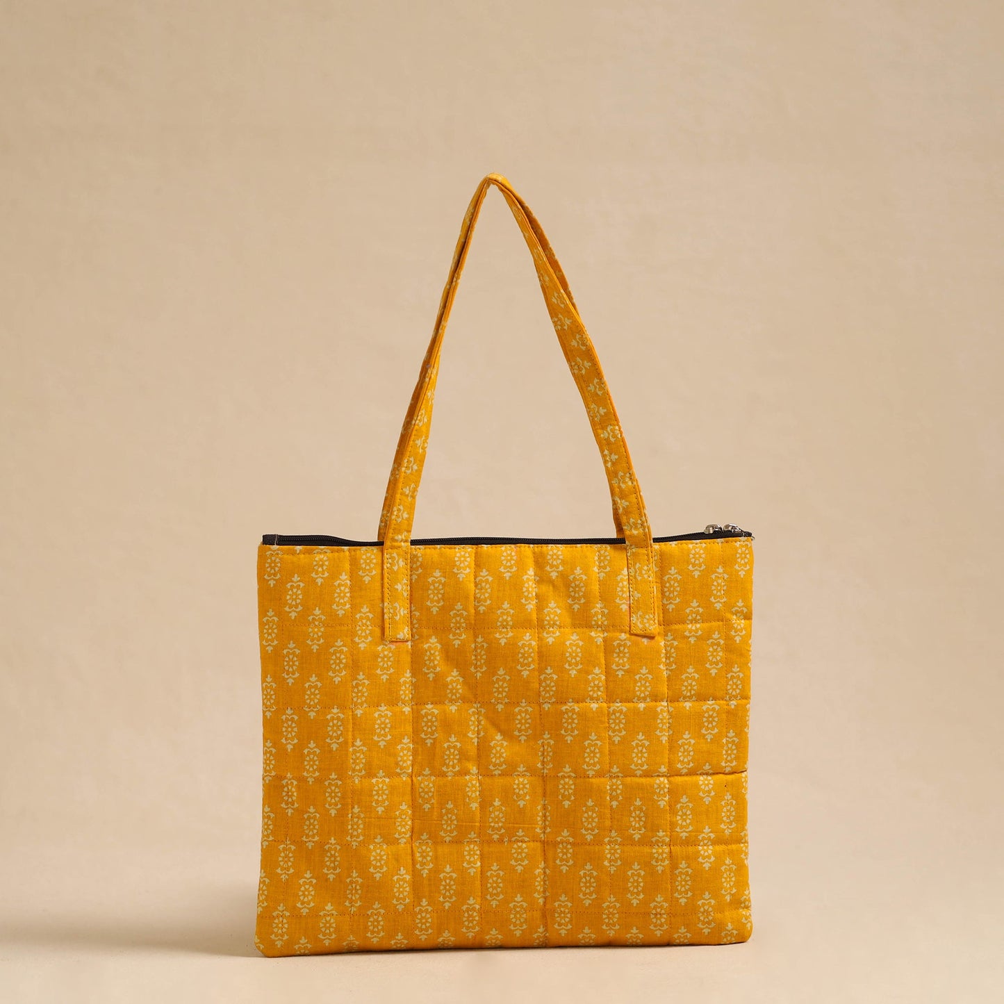 Yellow Handcrafted Quilted Cotton Hand Bag