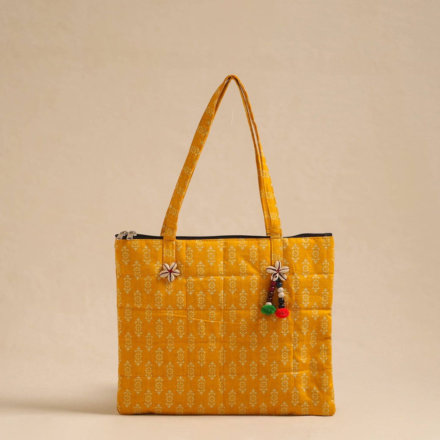 Yellow Handcrafted Quilted Cotton Hand Bag