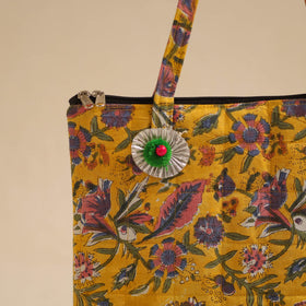  Yellow Handcrafted Quilted Cotton Hand Bag